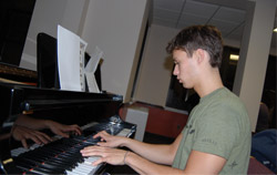 Practicing piano